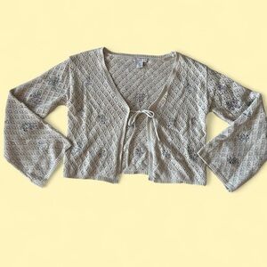 Cream Knit Crop Top Cardigan